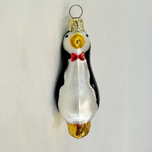 Vintage Penguin Bird With Red Bow Tie Christmas Tree Ornament 3.5" - Picture 1 of 3